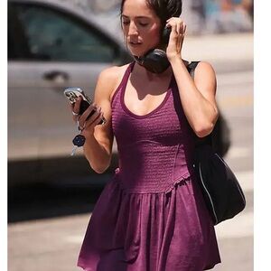 Free People Mini Skater Dress in Plum